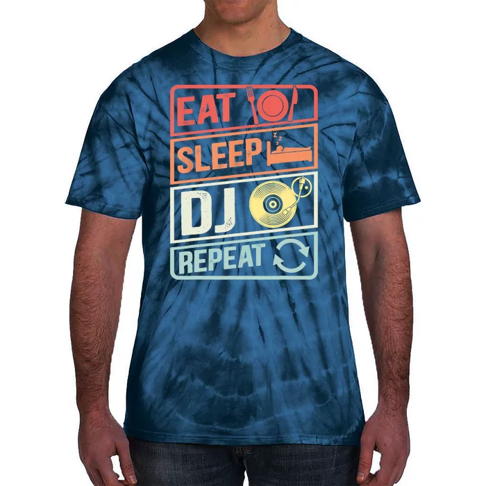 Vintage Eat Sleep DJ Repeat Disc Jockey DeeJay Retro Dj Tie-Dye T-Shirt