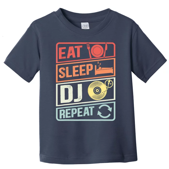 Vintage Eat Sleep DJ Repeat Disc Jockey DeeJay Retro Dj Toddler T-Shirt