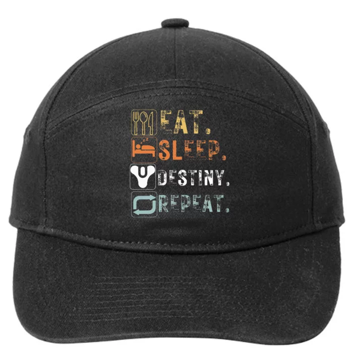 Vintage Eat Sleep Destiny Repeat Funny Eat Sleep 7-Panel Snapback Hat