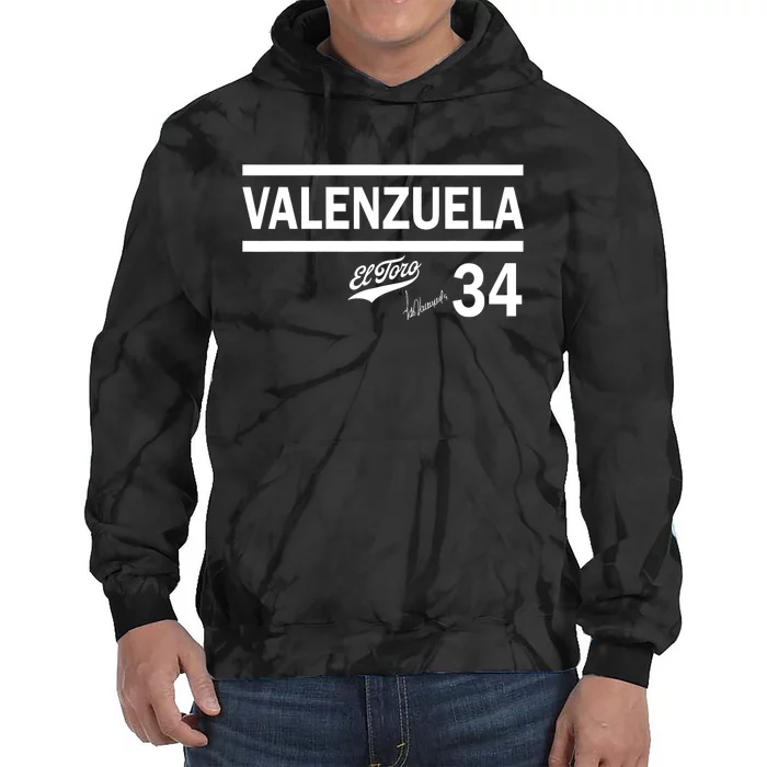 Valenzuela El Toro 34 Los Angeles Throwback Tie Dye Hoodie