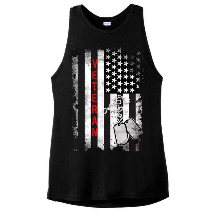 Veteran American Flag Ladies Tri-Blend Wicking Tank