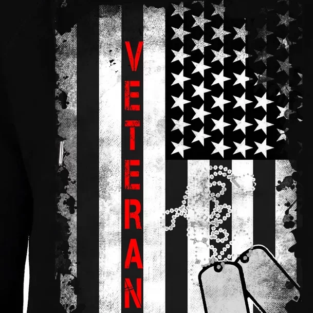 Veteran American Flag Womens Funnel Neck Pullover Hood