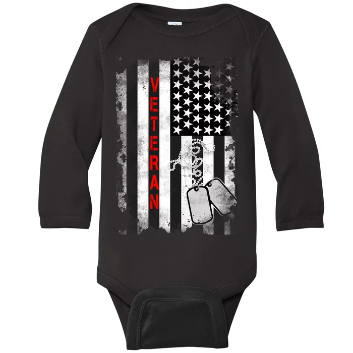 Veteran American Flag Baby Long Sleeve Bodysuit