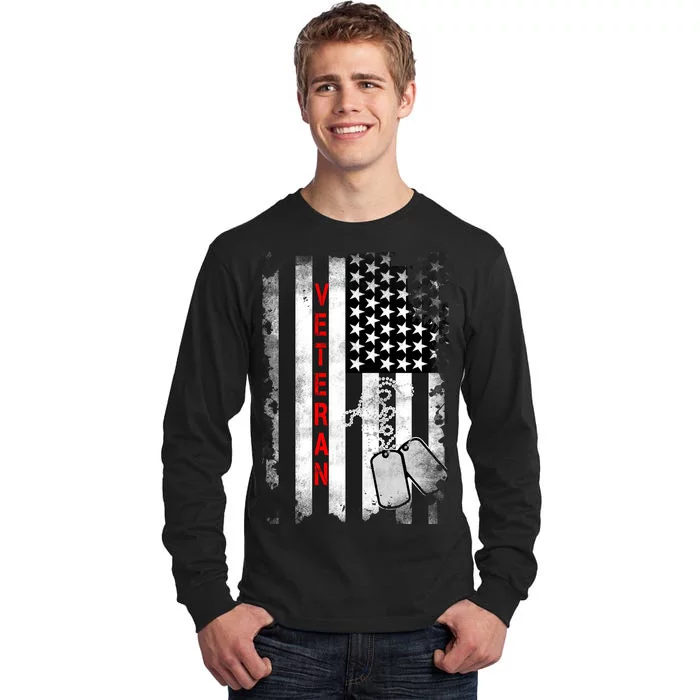 Veteran American Flag Tall Long Sleeve T-Shirt