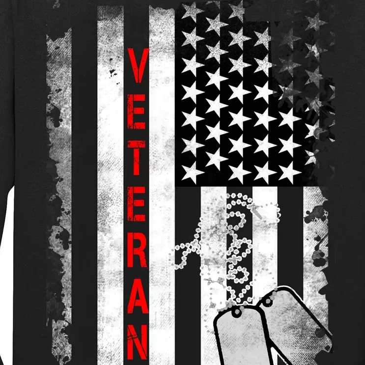 Veteran American Flag Tall Long Sleeve T-Shirt