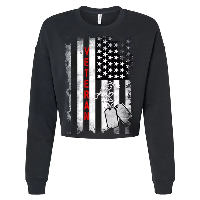 Veteran American Flag Cropped Pullover Crew