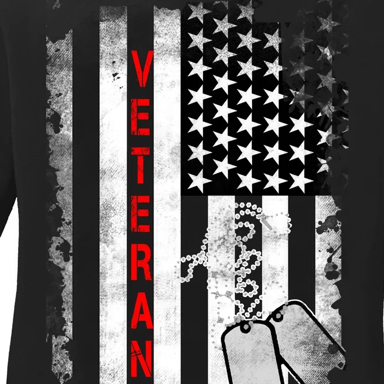 Veteran American Flag Ladies Long Sleeve Shirt