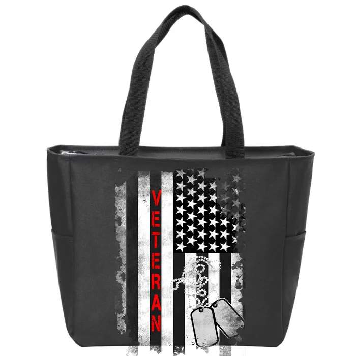 Veteran American Flag Zip Tote Bag