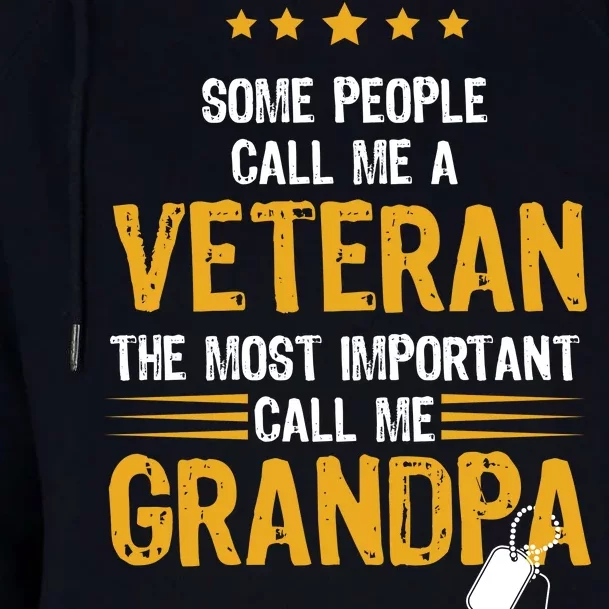 Veteran Grandpa Womens Funnel Neck Pullover Hood