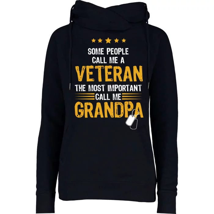 Veteran Grandpa Womens Funnel Neck Pullover Hood