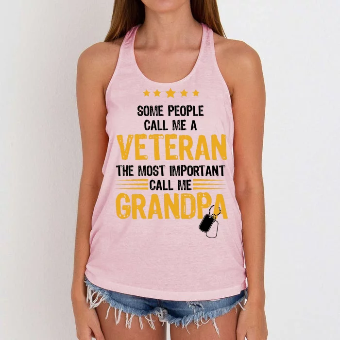 Veteran Grandpa Women's Knotted Racerback Tank