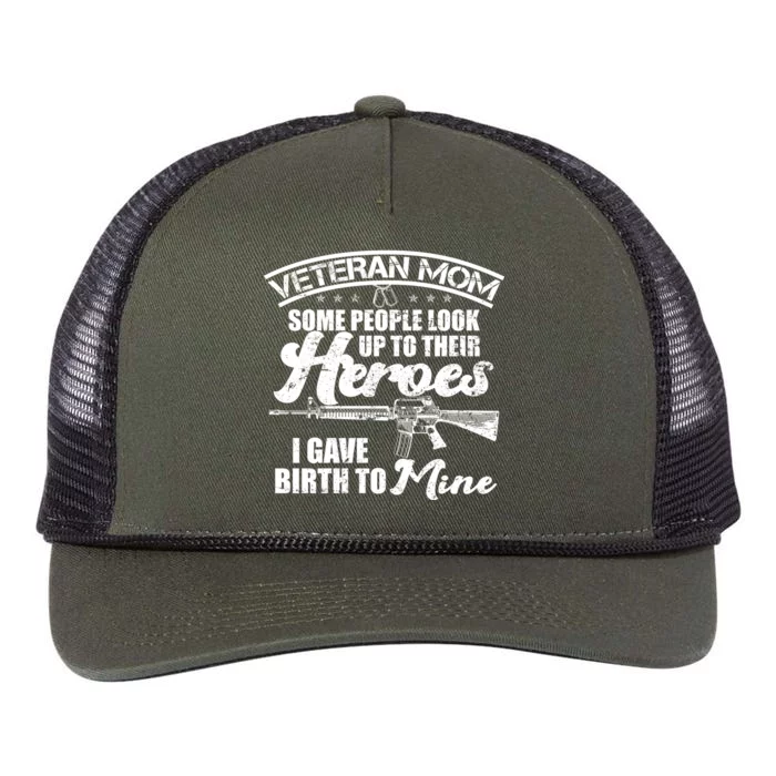 Veteran Mom Gave Birth To My Hero Retro Rope Trucker Hat Cap