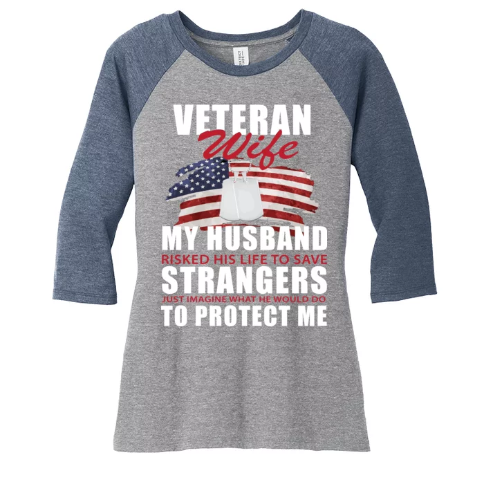 Veteran Wife Women's Tri-Blend 3/4-Sleeve Raglan Shirt