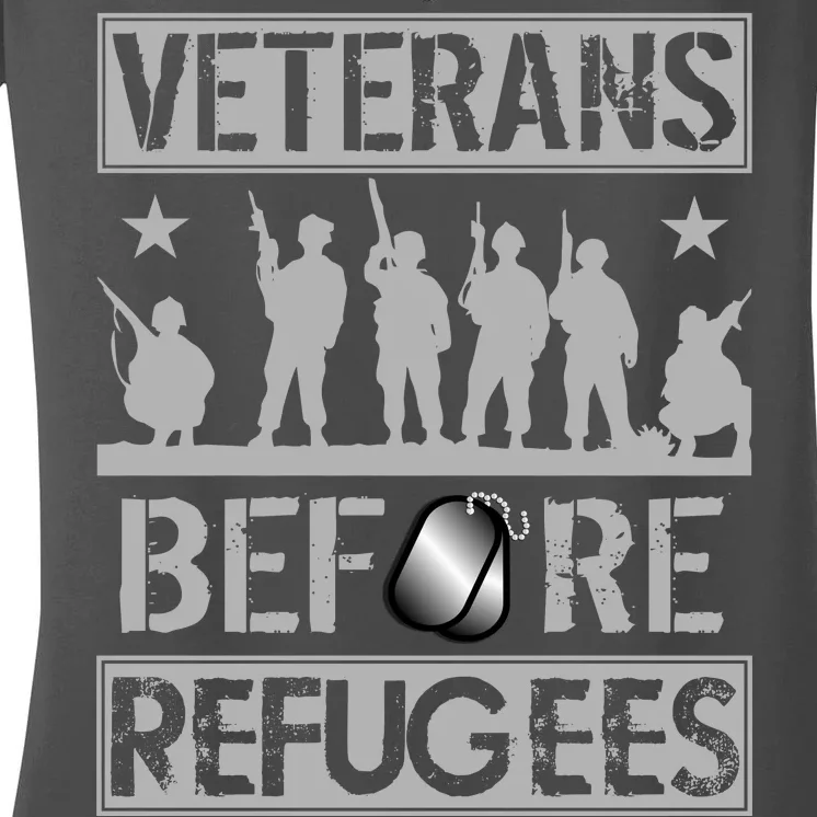 Veterans Before Refugees Veteran Women's V-Neck T-Shirt