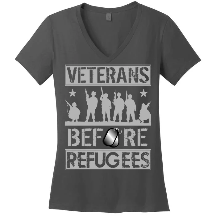 Veterans Before Refugees Veteran Women's V-Neck T-Shirt