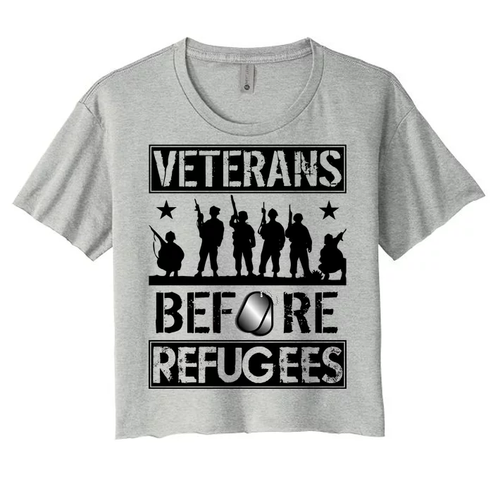 Veterans Before Refugees Veteran Women's Crop Top Tee