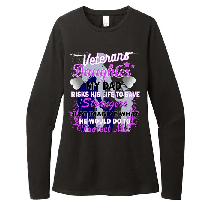 Veteran's Daughter My Dad Risks His Life Protect Me Womens CVC Long Sleeve Shirt