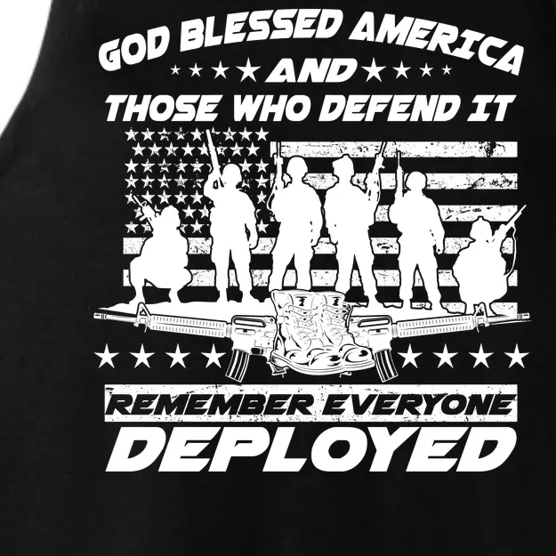 Veterans God Bless America And Those Who Defend It Ladies Tri-Blend Wicking Tank