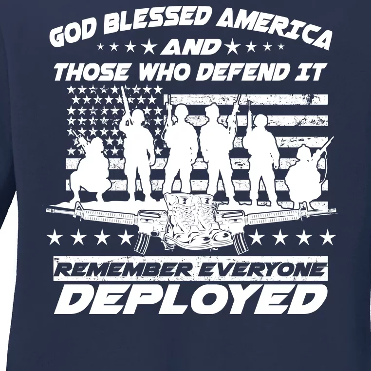 Veterans God Bless America And Those Who Defend It Ladies Long Sleeve Shirt