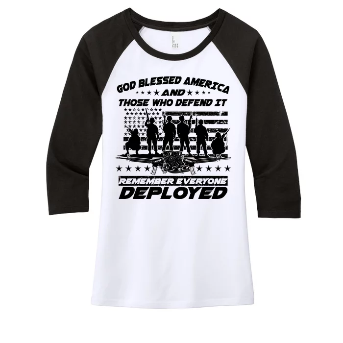 Veterans God Bless America And Those Who Defend It Women's Tri-Blend 3/4-Sleeve Raglan Shirt