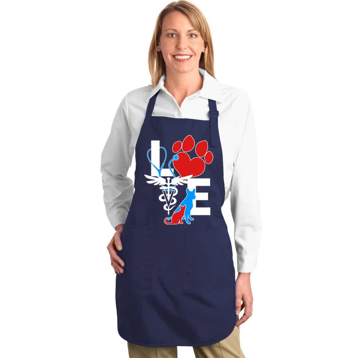 Veterinarian Love Cat and Dog Full-Length Apron With Pocket