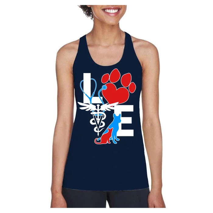 Veterinarian Love Cat and Dog Women's Racerback Tank