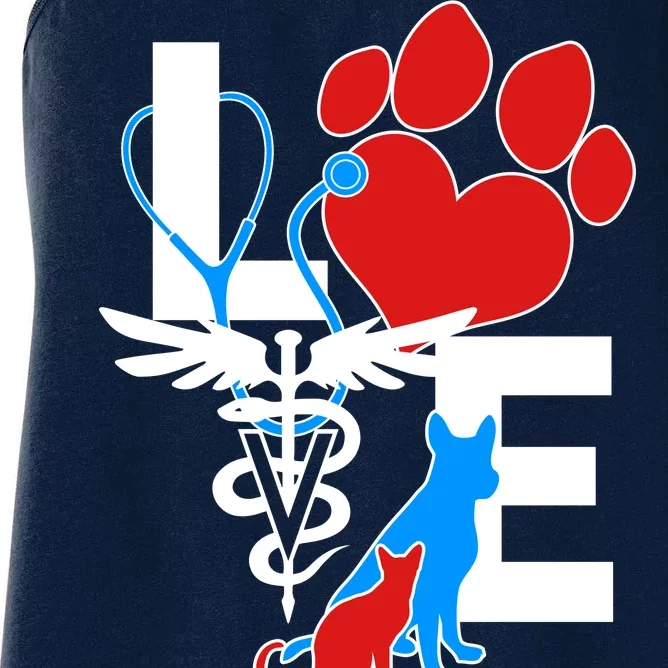 Veterinarian Love Cat and Dog Women's Racerback Tank