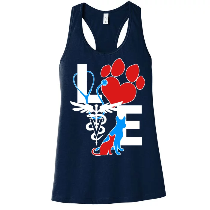 Veterinarian Love Cat and Dog Women's Racerback Tank