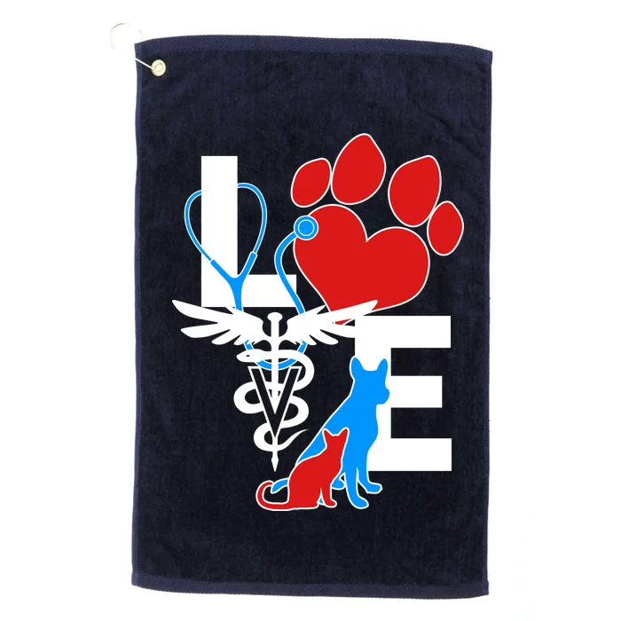 Veterinarian Love Cat and Dog Platinum Collection Golf Towel