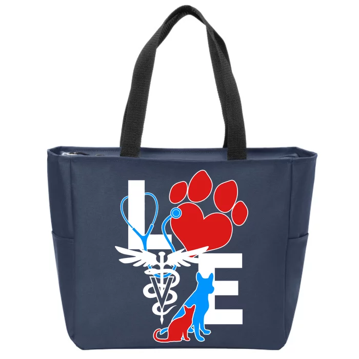 Veterinarian Love Cat and Dog Zip Tote Bag