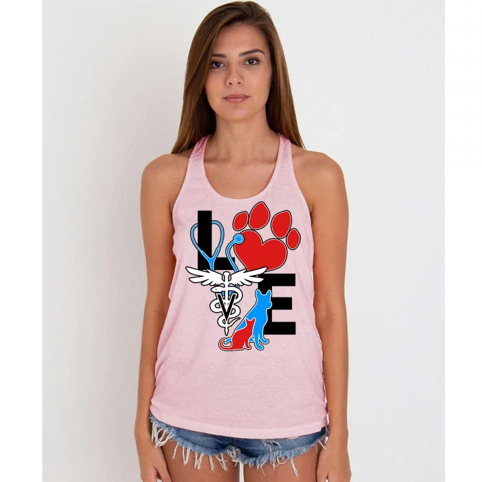 Veterinarian Love Cat and Dog Women's Knotted Racerback Tank