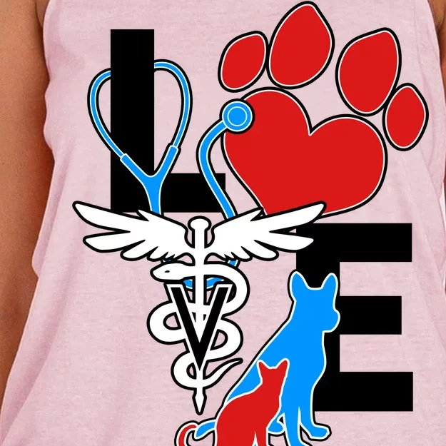 Veterinarian Love Cat and Dog Women's Knotted Racerback Tank