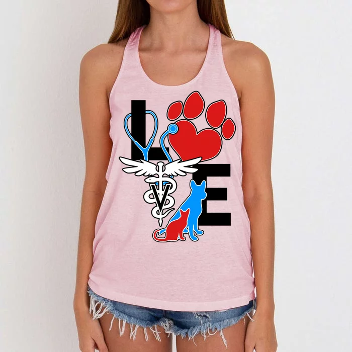 Veterinarian Love Cat and Dog Women's Knotted Racerback Tank