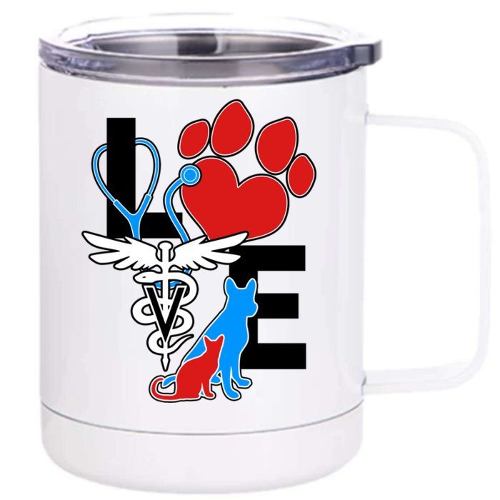 Veterinarian Love Cat and Dog Front & Back 12oz Stainless Steel Tumbler Cup