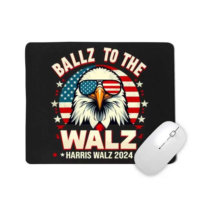 Vintage Eagle Usa Flag Ballz To The Walz Harris Walz 2024 Mousepad