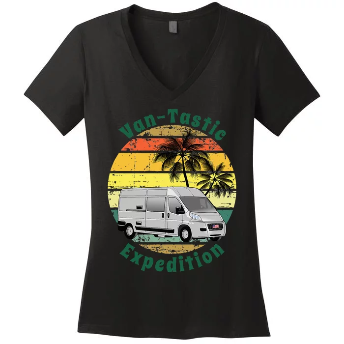 VanTastic Expedition Vanlife Van Camper Lover Women's V-Neck T-Shirt