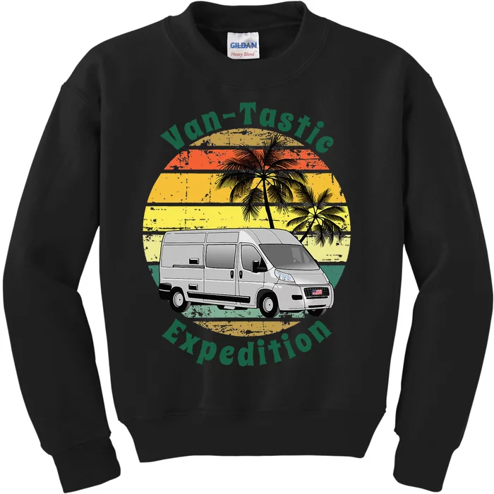 VanTastic Expedition Vanlife Van Camper Lover Kids Sweatshirt