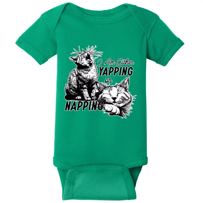 Vintage Either Yapping Or Napping Funny Cat Baby Bodysuit