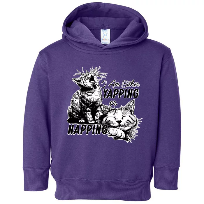 Vintage Either Yapping Or Napping Funny Cat Toddler Hoodie