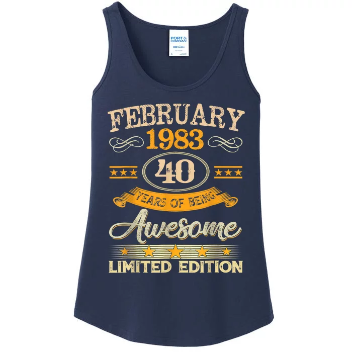 Vintage February 1983 40 Years Old Boy 40th Birthday Ladies Essential Tank