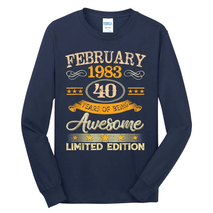 Vintage February 1983 40 Years Old Boy 40th Birthday Tall Long Sleeve T-Shirt