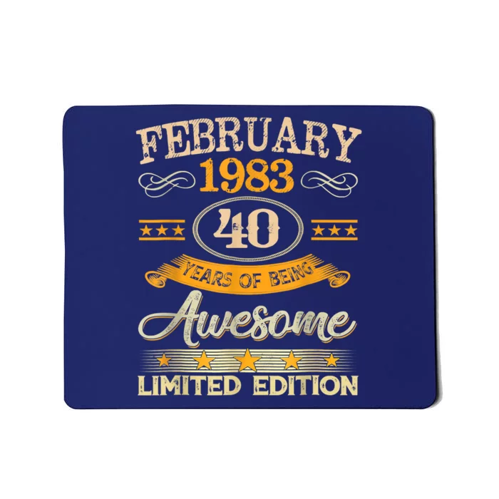 Vintage February 1983 40 Years Old Boy 40th Birthday Mousepad