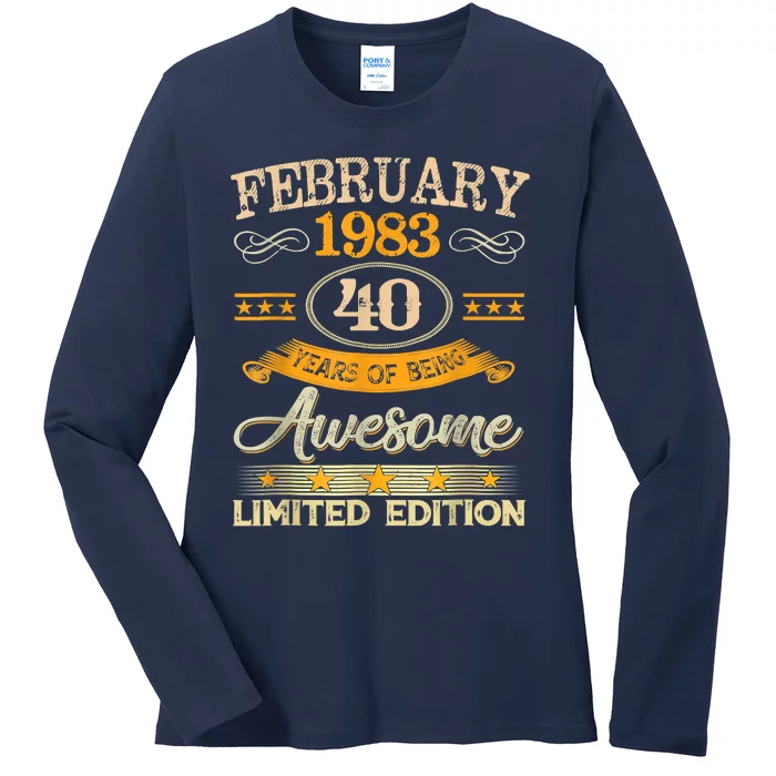 Vintage February 1983 40 Years Old Boy 40th Birthday Ladies Long Sleeve Shirt