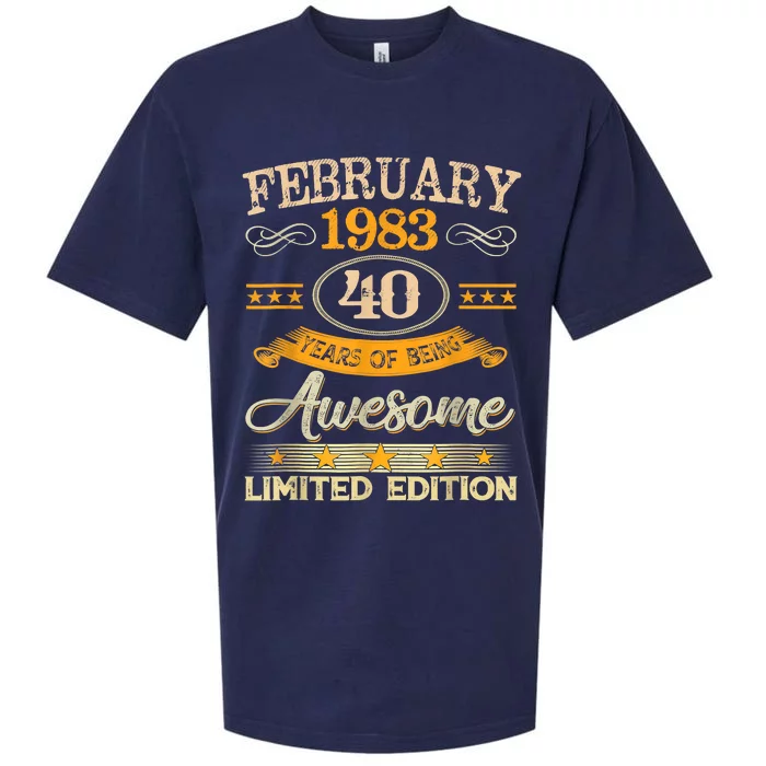 Vintage February 1983 40 Years Old Boy 40th Birthday Sueded Cloud Jersey T-Shirt