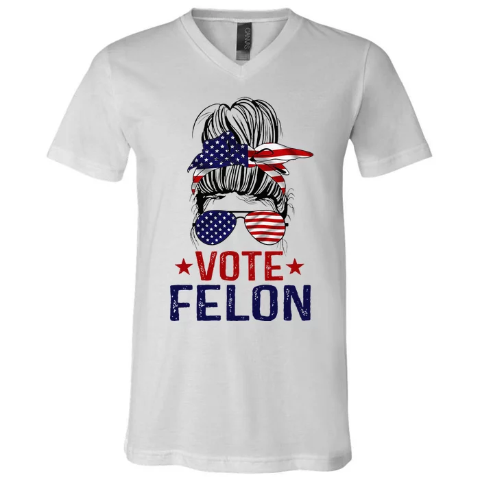 Vote Felon 2024 President Trump 45 47 Vote For The Felon V-Neck T-Shirt