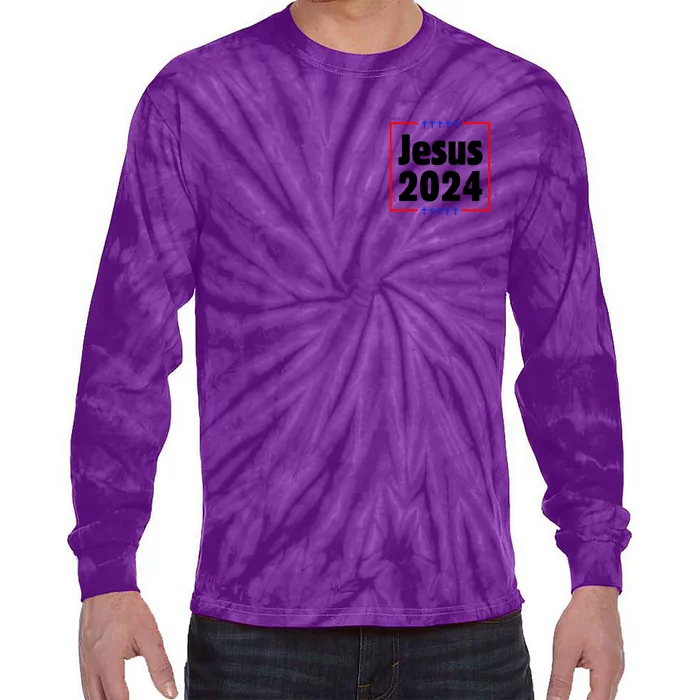 Vote For A King Jesus 2024 Front & Back Tie-Dye Long Sleeve Shirt