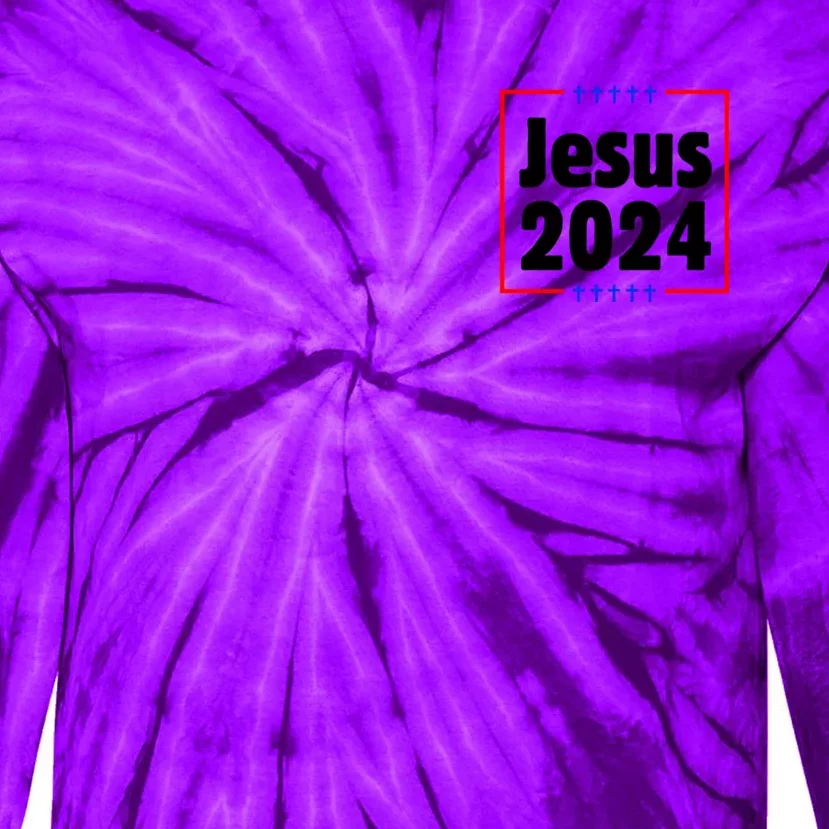 Vote For A King Jesus 2024 Front & Back Tie-Dye Long Sleeve Shirt