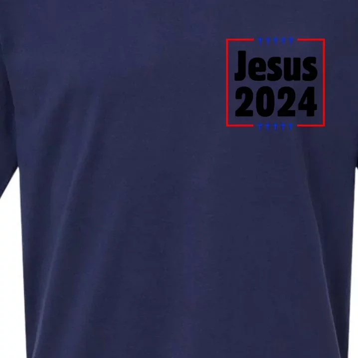 Vote For A King Jesus 2024 Front & Back Sueded Cloud Jersey T-Shirt