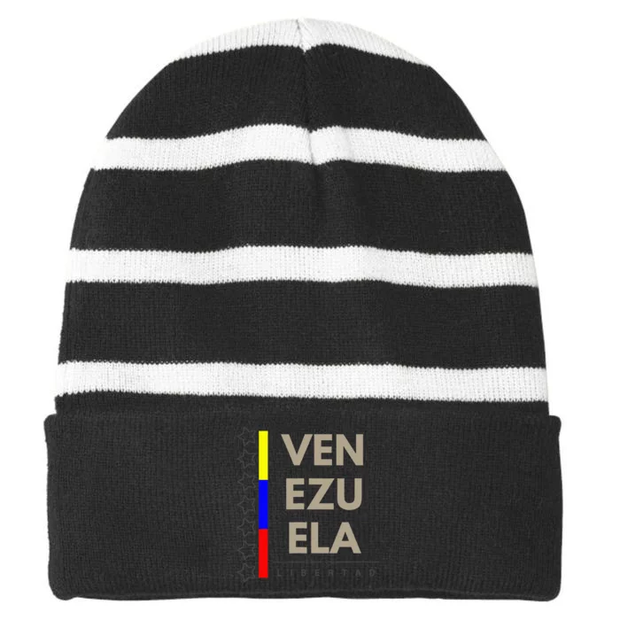 Venezuelan Flag Apparel With 7 Stars Libertad Tricolor Gift Striped Beanie with Solid Band