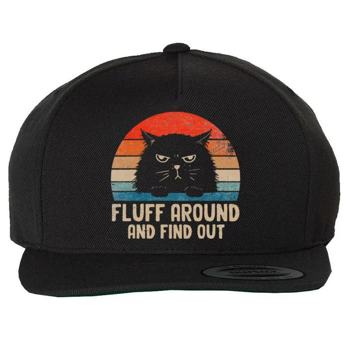 Vintage Fluff Around And Find Out Funny Cat Adult Humor Wool Snapback Cap